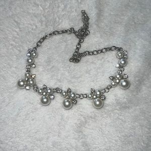 Faux Pearl & Rhinestone Necklace